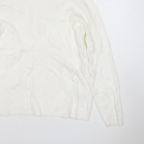 Marks & Spencer Women Ivory Size 20 Roll Neck Rib Knit Jumper