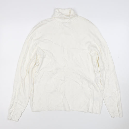 Marks & Spencer Women Ivory Size 20 Roll Neck Rib Knit Jumper