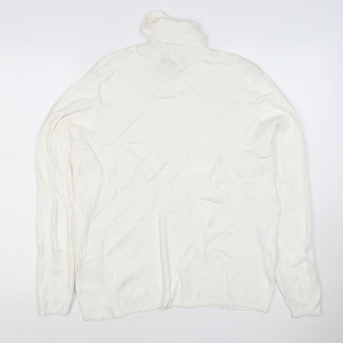 Marks & Spencer Women Ivory Size 20 Roll Neck Rib Knit Jumper
