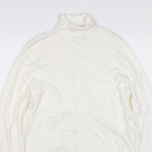 Marks & Spencer Women Ivory Size 20 Roll Neck Rib Knit Jumper