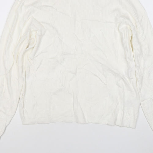 Marks & Spencer Women Ivory Size 20 Roll Neck Rib Knit Jumper