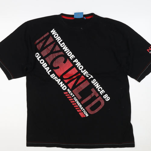 NYC United Men’s Black XL Graphic Print Cotton Crew Neck T-Shirt