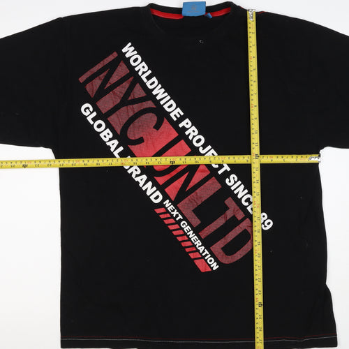 NYC United Men’s Black XL Graphic Print Cotton Crew Neck T-Shirt