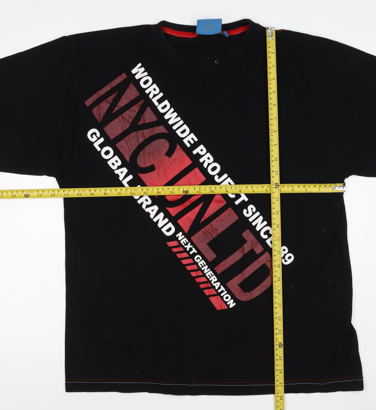 NYC United Men’s Black XL Graphic Print Cotton Crew Neck T-Shirt