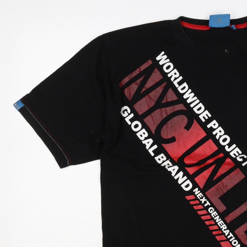 NYC United Men’s Black XL Graphic Print Cotton Crew Neck T-Shirt