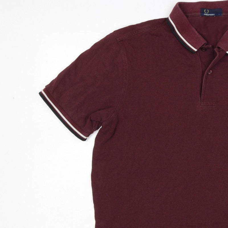 Fred Perry Men’s Burgundy L Cotton Piqué Tipped Short Sleeve Polo Shirt