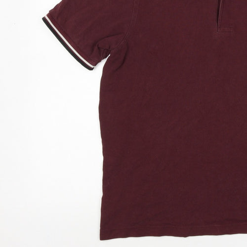 Fred Perry Men’s Burgundy L Cotton Piqué Tipped Short Sleeve Polo Shirt