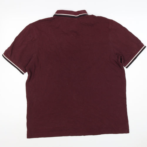 Fred Perry Men’s Burgundy L Cotton Piqué Tipped Short Sleeve Polo Shirt