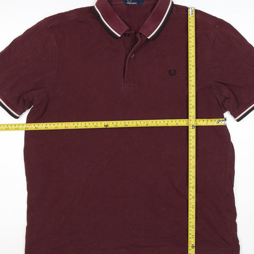 Fred Perry Men’s Burgundy L Cotton Piqué Tipped Short Sleeve Polo Shirt
