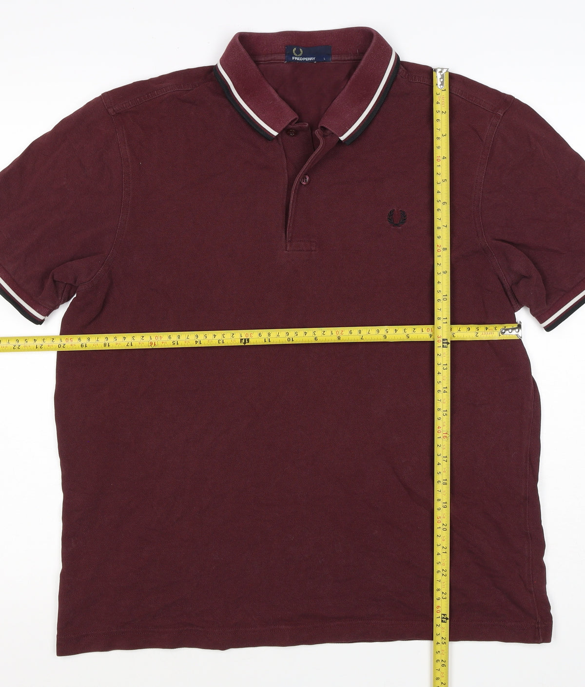 Fred Perry Men’s Burgundy L Cotton Piqué Tipped Short Sleeve Polo Shirt