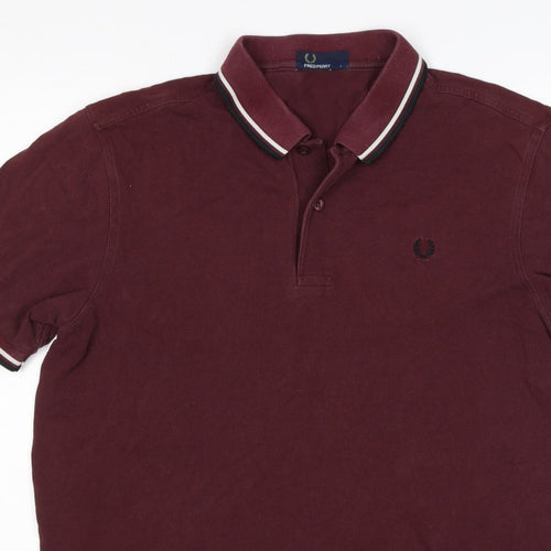 Fred Perry Men’s Burgundy L Cotton Piqué Tipped Short Sleeve Polo Shirt