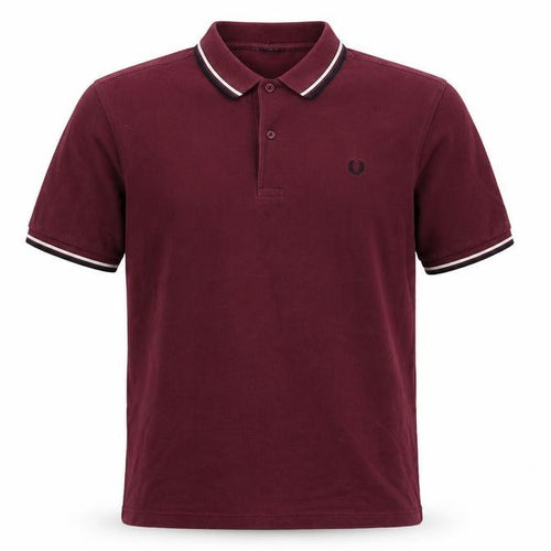 Fred Perry Men’s Burgundy L Cotton Piqué Tipped Short Sleeve Polo Shirt