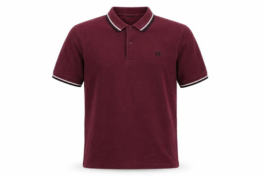 Fred Perry Men’s Burgundy L Cotton Piqué Tipped Short Sleeve Polo Shirt