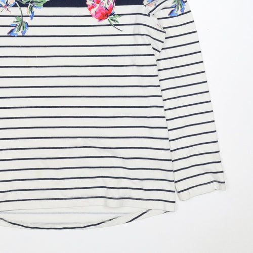 Joules Women Multicoloured UK 10 Floral Stripe Jersey Long Sleeve Top