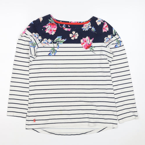 Joules Women Multicoloured UK 10 Floral Stripe Jersey Long Sleeve Top