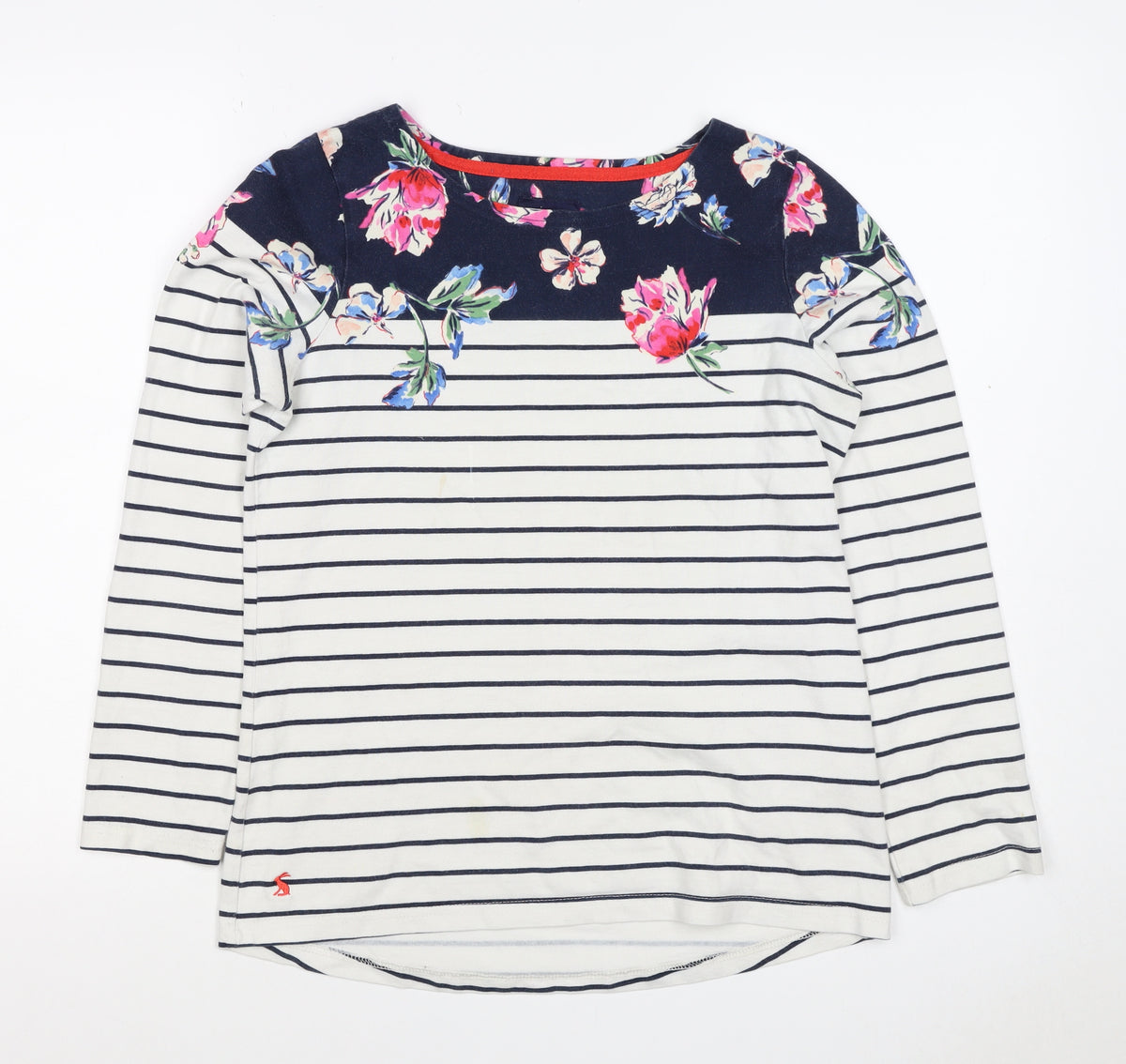 Joules Women Multicoloured UK 10 Floral Stripe Jersey Long Sleeve Top