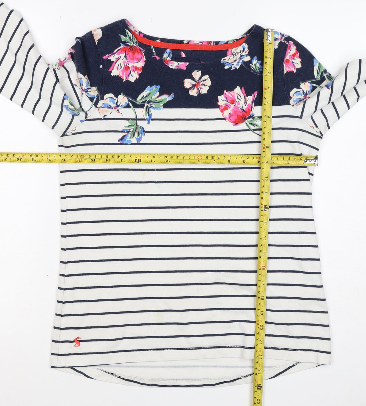 Joules Women Multicoloured UK 10 Floral Stripe Jersey Long Sleeve Top