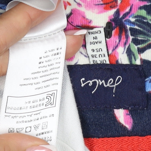 Joules Women Multicoloured UK 10 Floral Stripe Jersey Long Sleeve Top