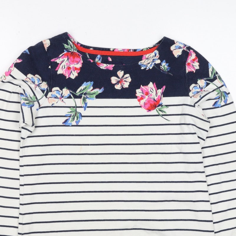 Joules Women Multicoloured UK 10 Floral Stripe Jersey Long Sleeve Top