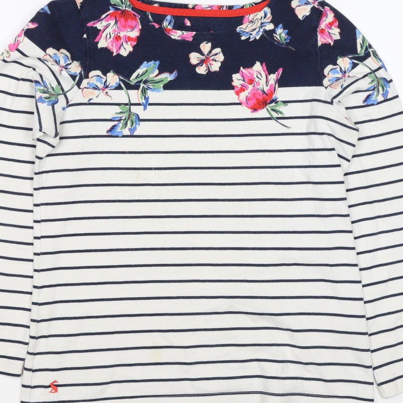 Joules Women Multicoloured UK 10 Floral Stripe Jersey Long Sleeve Top
