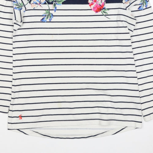 Joules Women Multicoloured UK 10 Floral Stripe Jersey Long Sleeve Top