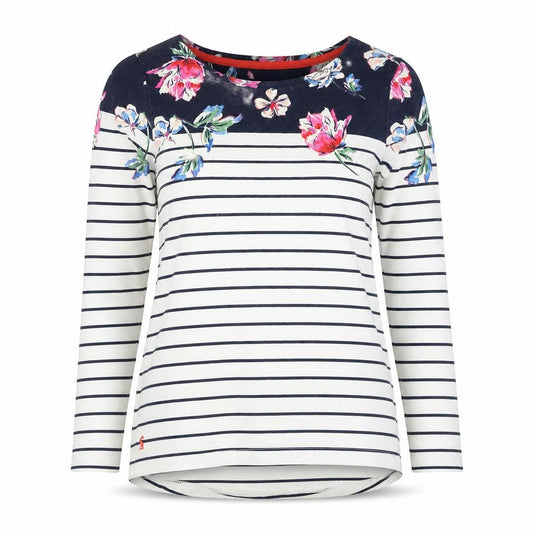 Joules Women Multicoloured UK 10 Floral Stripe Jersey Long Sleeve Top