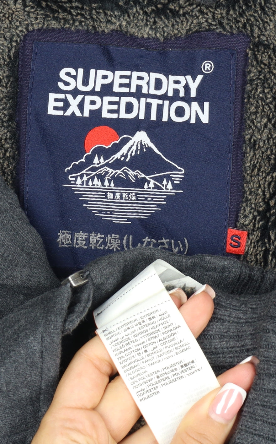 Superdry Men’s Black S Full Zip Sherpa Lined Expedition Hoodie