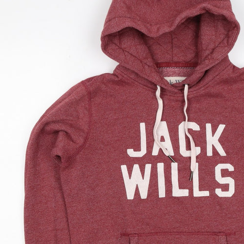 Jack Wills Women’s Red UK 10 Pullover Hoodie Logo Pockets