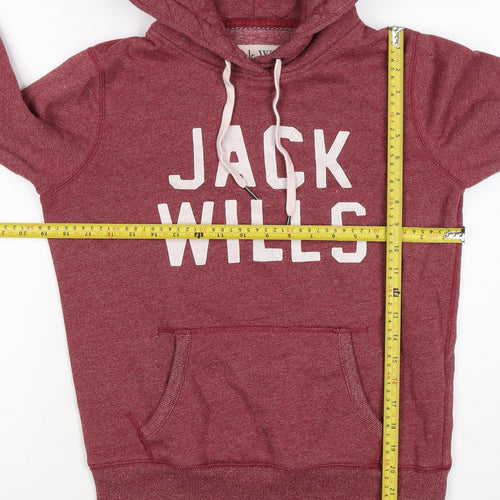 Jack Wills Women’s Red UK 10 Pullover Hoodie Logo Pockets