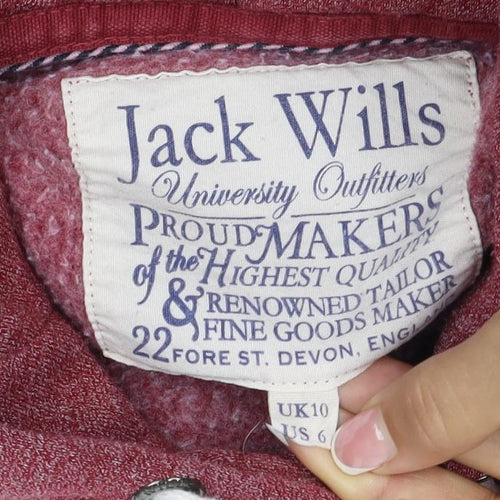 Jack Wills Women’s Red UK 10 Pullover Hoodie Logo Pockets