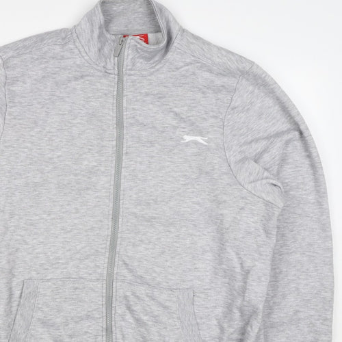 Slazenger Men’s Grey L Full Zip High Neck Logo Sweatshirt