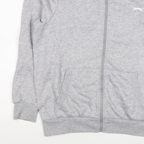 Slazenger Men’s Grey L Full Zip High Neck Logo Sweatshirt