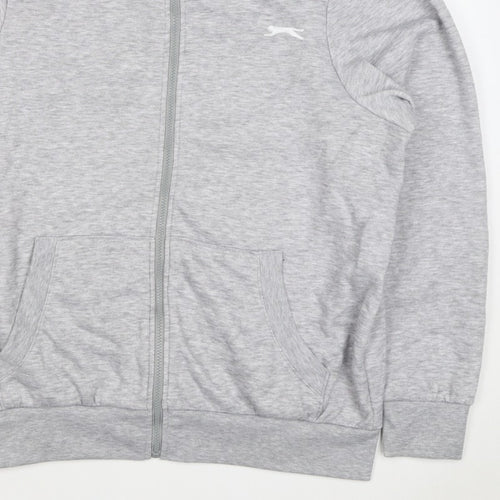 Slazenger Men’s Grey L Full Zip High Neck Logo Sweatshirt