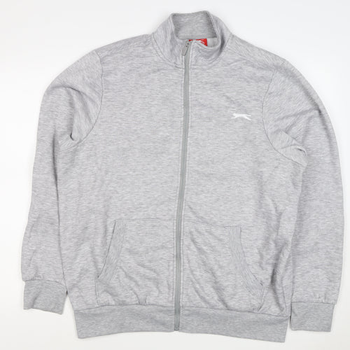 Slazenger Men’s Grey L Full Zip High Neck Logo Sweatshirt