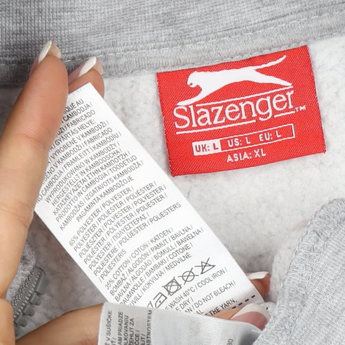 Slazenger Men’s Grey L Full Zip High Neck Logo Sweatshirt