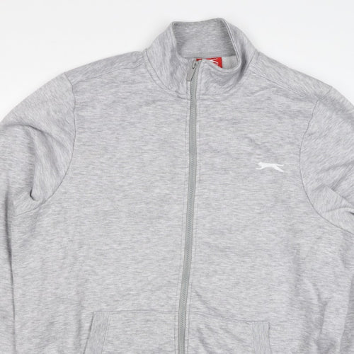 Slazenger Men’s Grey L Full Zip High Neck Logo Sweatshirt