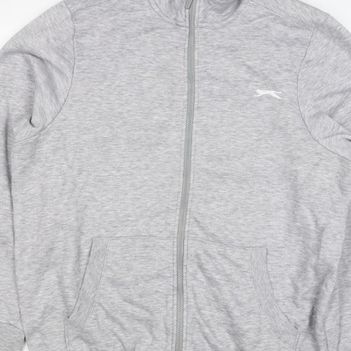 Slazenger Men’s Grey L Full Zip High Neck Logo Sweatshirt