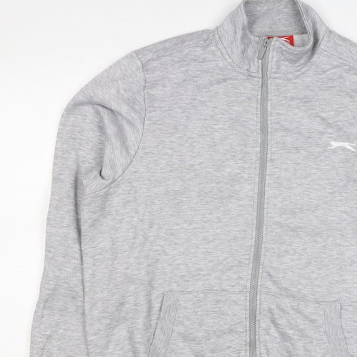 Slazenger Men’s Grey L Full Zip High Neck Logo Sweatshirt