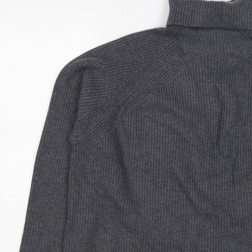 M&S Autograph Unisex Dark Grey L Roll Neck Rib Knit Jumper