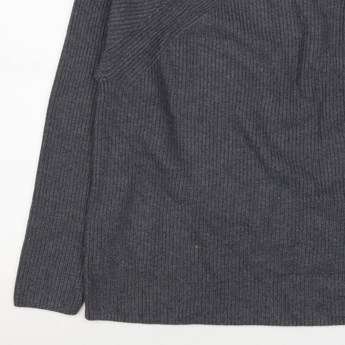 M&S Autograph Unisex Dark Grey L Roll Neck Rib Knit Jumper