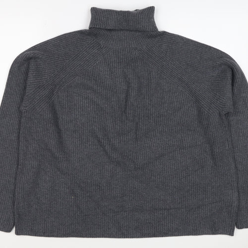 M&S Autograph Unisex Dark Grey L Roll Neck Rib Knit Jumper