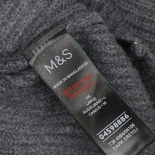 M&S Autograph Unisex Dark Grey L Roll Neck Rib Knit Jumper