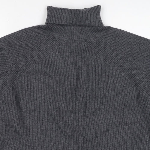 M&S Autograph Unisex Dark Grey L Roll Neck Rib Knit Jumper