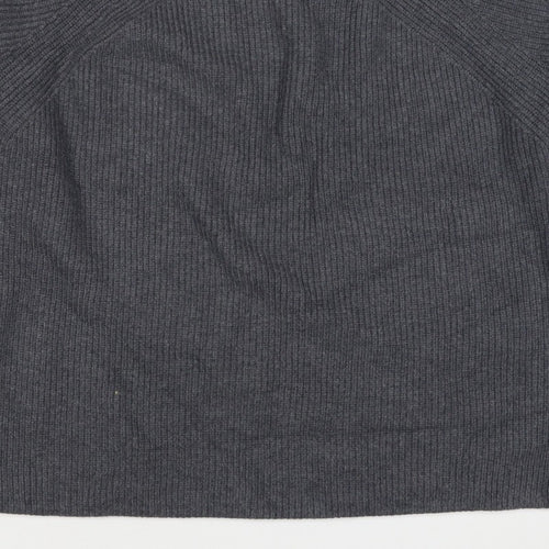 M&S Autograph Unisex Dark Grey L Roll Neck Rib Knit Jumper