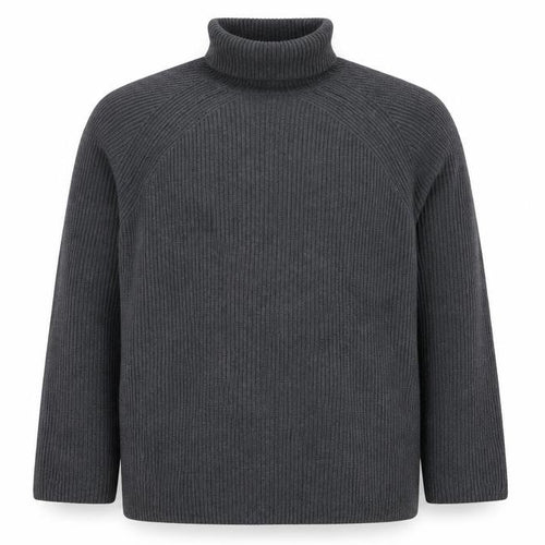 M&S Autograph Unisex Dark Grey L Roll Neck Rib Knit Jumper