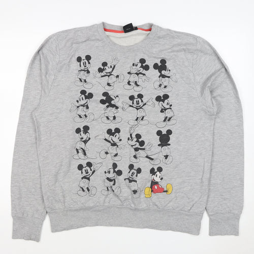 Disney Women’s Grey XL Mickey Mouse Graphic Crew Neck Sweatshirt