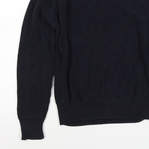 Next Men’s Blue M 1/4 Zip High Neck Chunky Knit Cotton Jumper