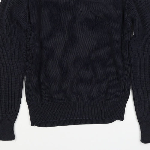 Next Men’s Blue M 1/4 Zip High Neck Chunky Knit Cotton Jumper
