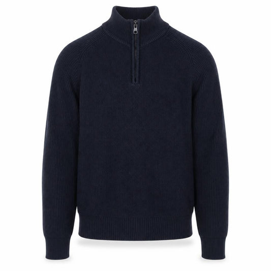 Next Men’s Blue M 1/4 Zip High Neck Chunky Knit Cotton Jumper