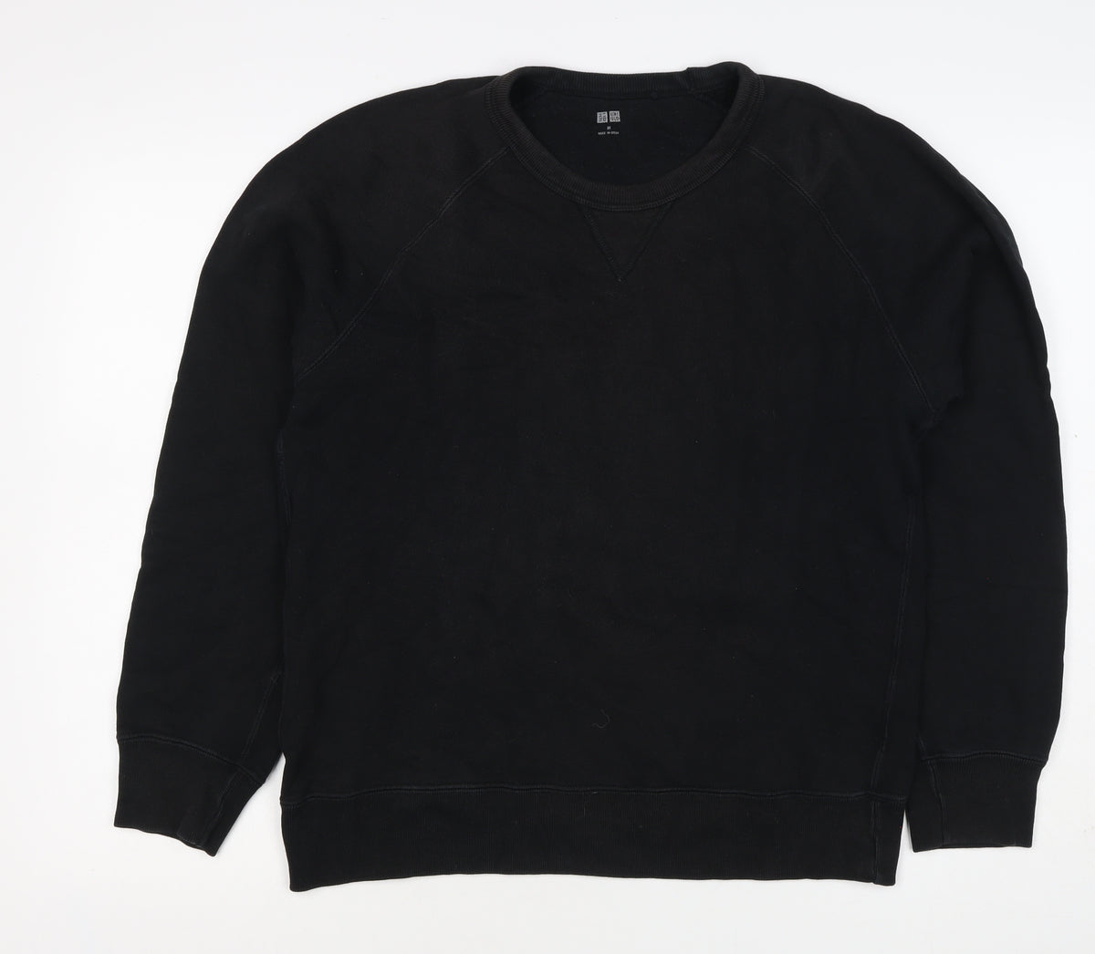 UNIQLO Men Black M Crew Neck Pullover Cotton Sweatshirt Classic